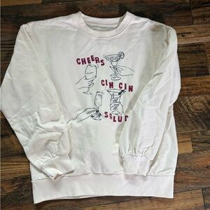 C&C California White Graphic Crewneck Sweater